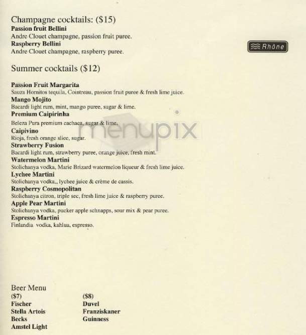 Rhone Lounge - New York, NY menu_pic
