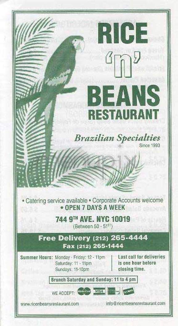 Rice 'n' Beans - New York, NY menu_pic