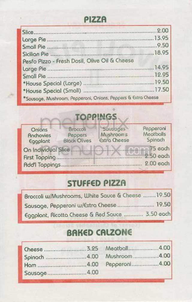 Rivoli Pizza - New York, NY menu_pic