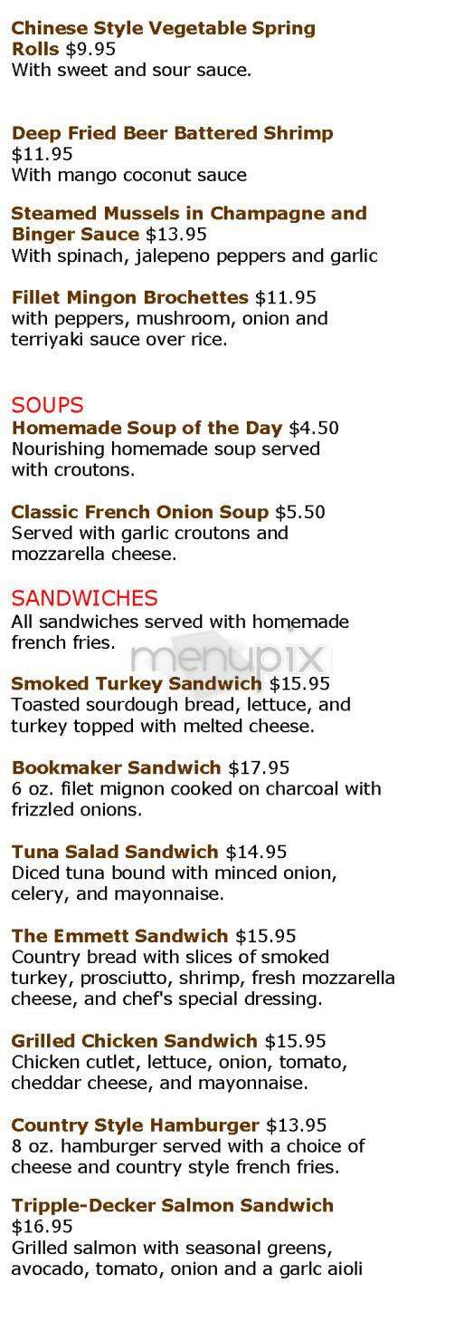 Robert Emmett's - New York, NY menu_pic