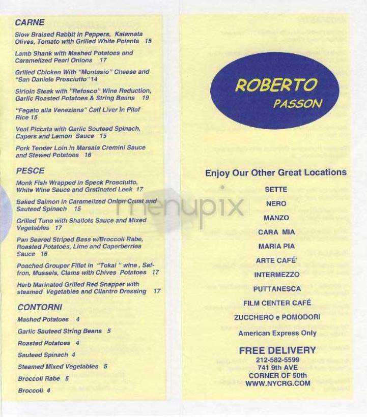 Roberto Passon - New York, NY menu_pic