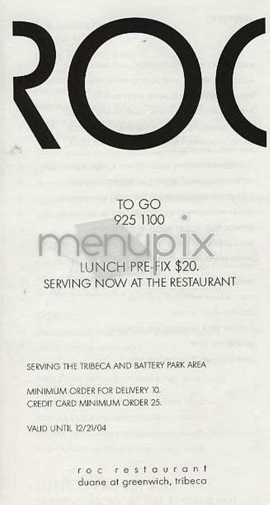 Roc - New York, NY menu_pic