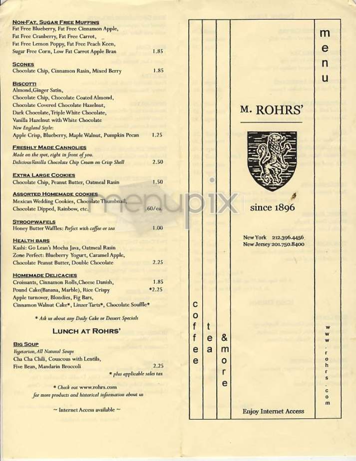 M. Rohrs' House Of Fine Teas - New York, NY menu_pic