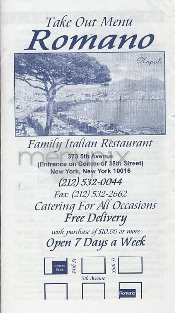 Romano - New York, NY menu_pic