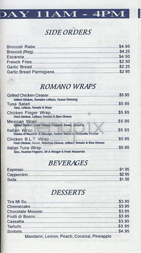 Romano - New York, NY menu_pic