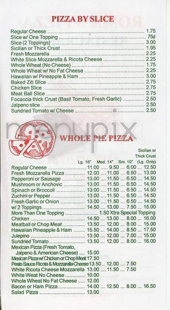 Roma's Pizza - New York, NY menu_pic