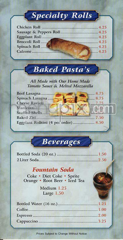 Rosa's Pizza - Brooklyn, NY menu_pic