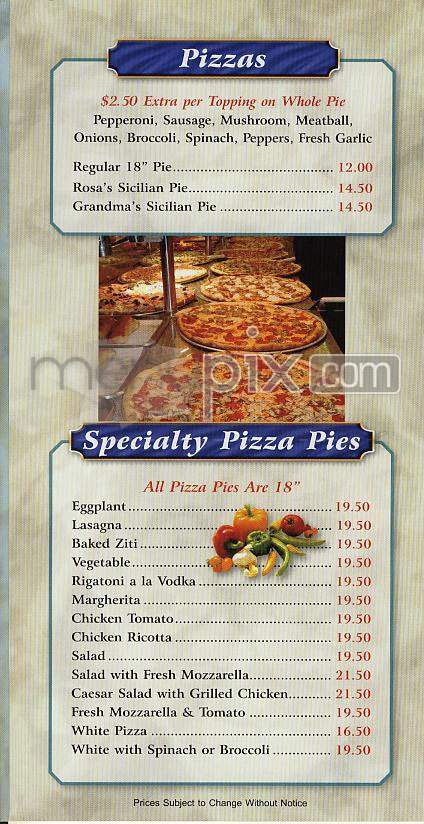 Rosa's Pizza - Brooklyn, NY menu_pic