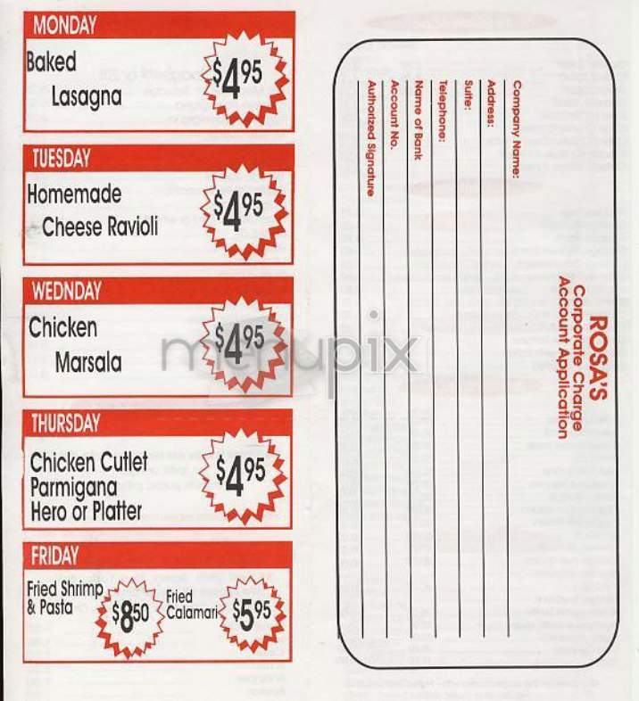 Rosa's Pizza - New York, NY menu_pic