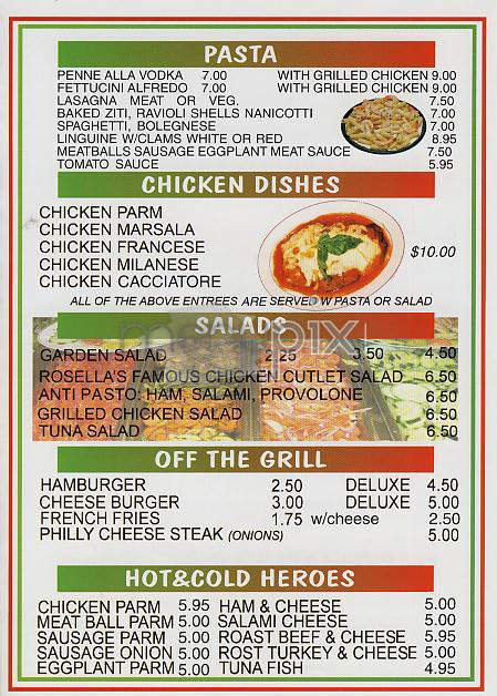 Rosella's Pizzeria - New York, NY menu_pic