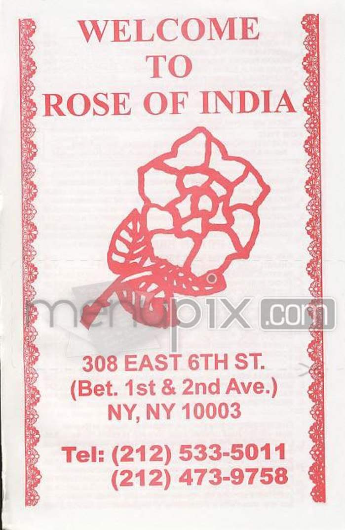 Rose of India - New York, NY menu_pic