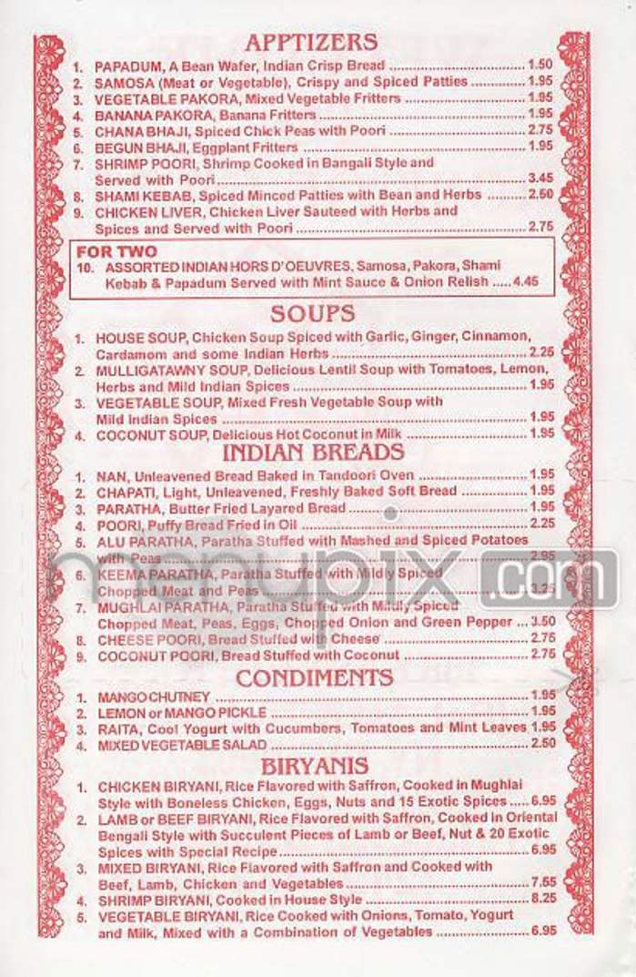 Rose of India - New York, NY menu_pic