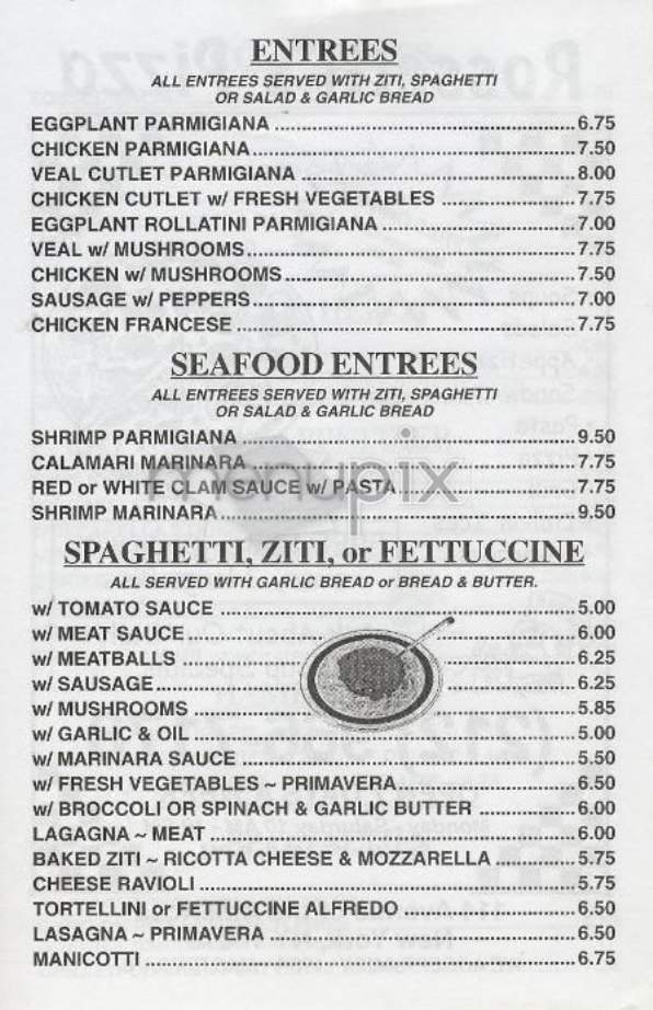 Rosetti's Pizza - New York, NY menu_pic