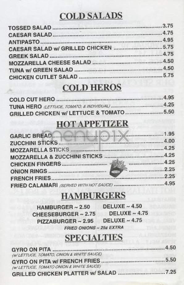 Rosetti's Pizza - New York, NY menu_pic