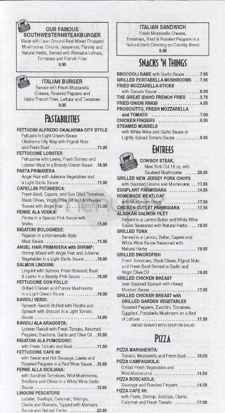 Route 66 Cafe - New York, NY menu_pic