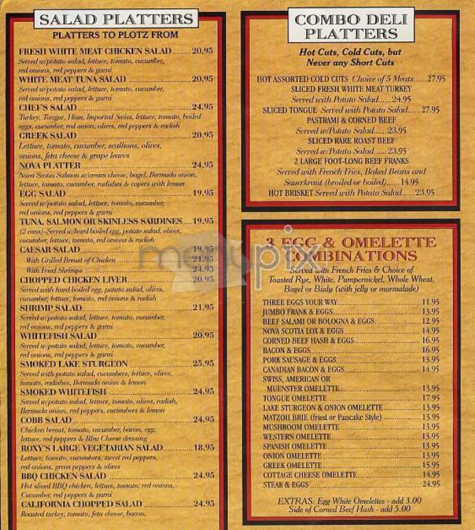 Roxy Delicatessen - New York, NY menu_pic