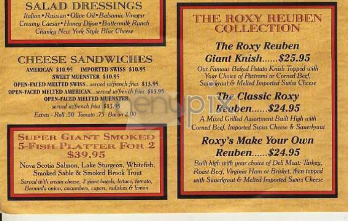 Roxy Delicatessen - New York, NY menu_pic