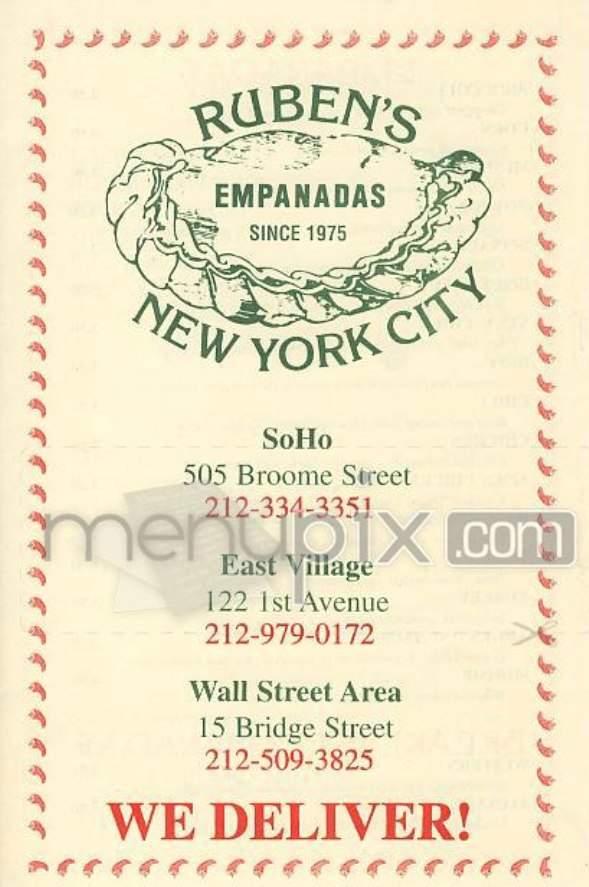 Ruben's Empandadas - New York, NY menu_pic