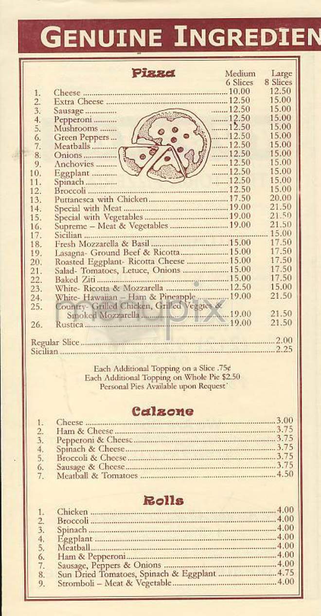 Rustica Trattoria-Pizzeria - New York, NY menu_pic