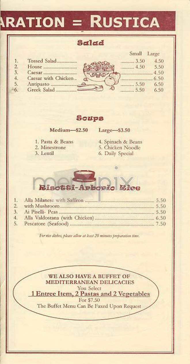 Rustica Trattoria-Pizzeria - New York, NY menu_pic