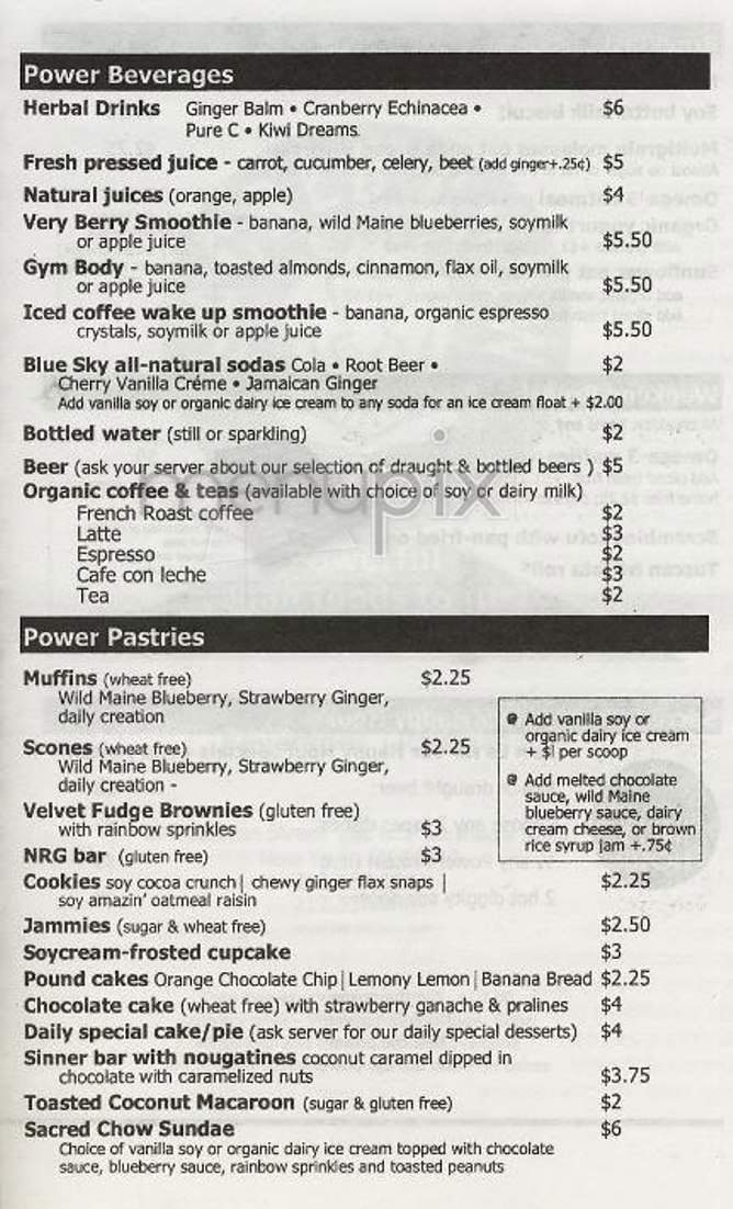 Sacred Chow - New York, NY menu_pic