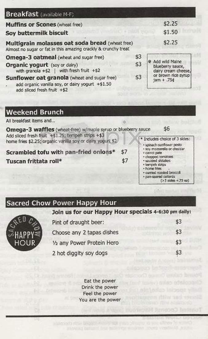 Sacred Chow - New York, NY menu_pic