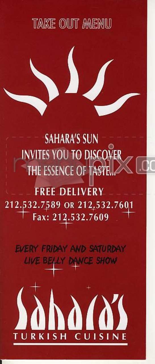Sahara's - New York, NY menu_pic