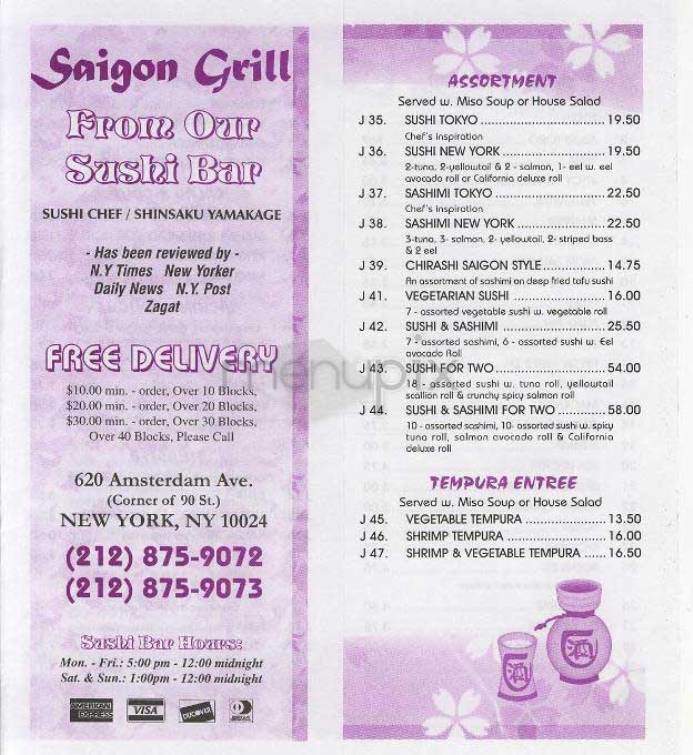 Saigon Grill - New York, NY menu_pic