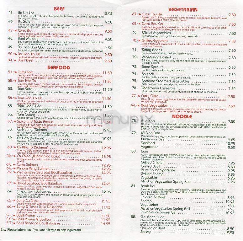 Saigon Grill - New York, NY menu_pic