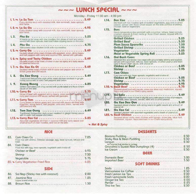 Saigon Grill - New York, NY menu_pic