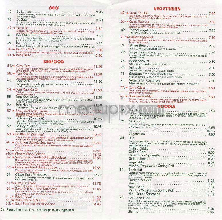 Saigon Grill - New York, NY menu_pic