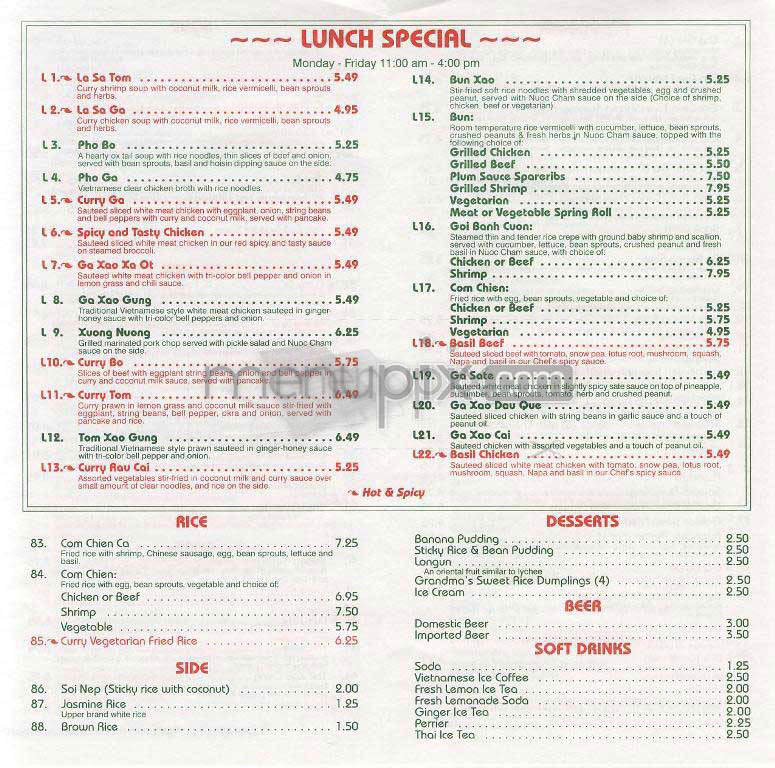 Saigon Grill - New York, NY menu_pic