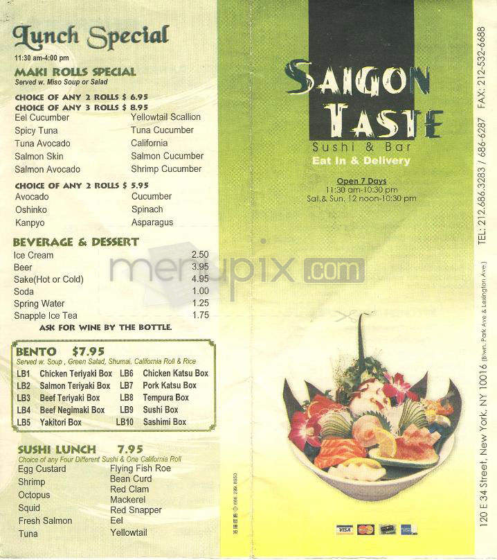 Saigon Taste - New York, NY menu_pic