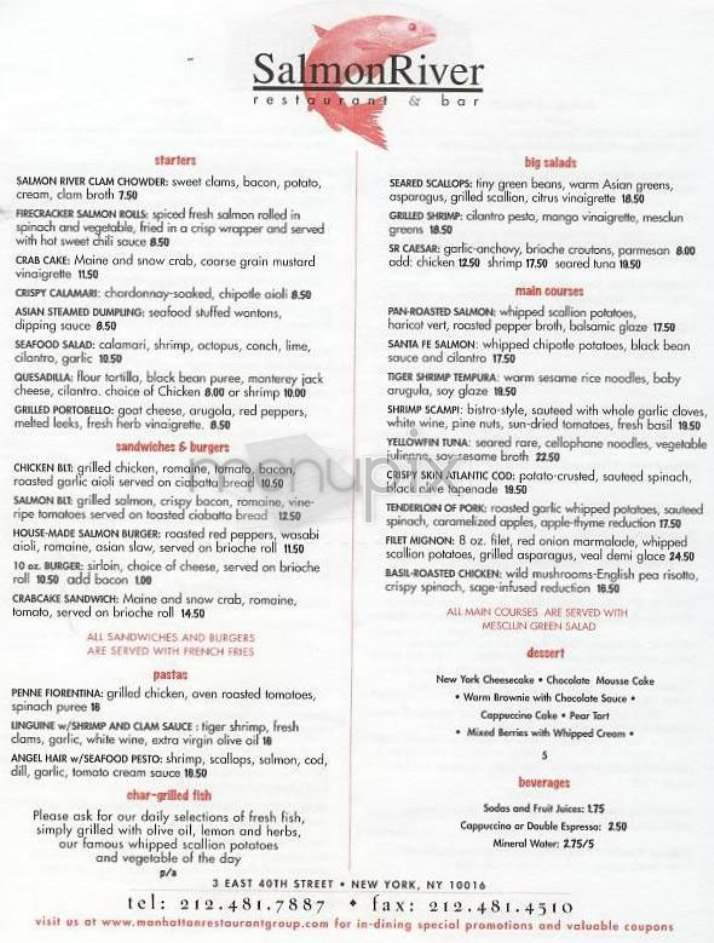 Salmon River - New York, NY menu_pic