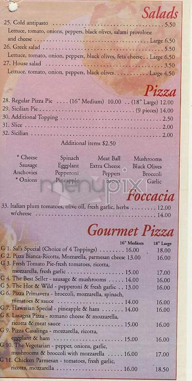 Sal's - New York, NY menu_pic