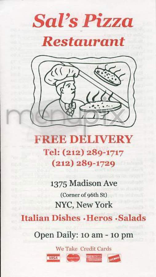 Sal's Pizza - North Salem, NY menu_pic