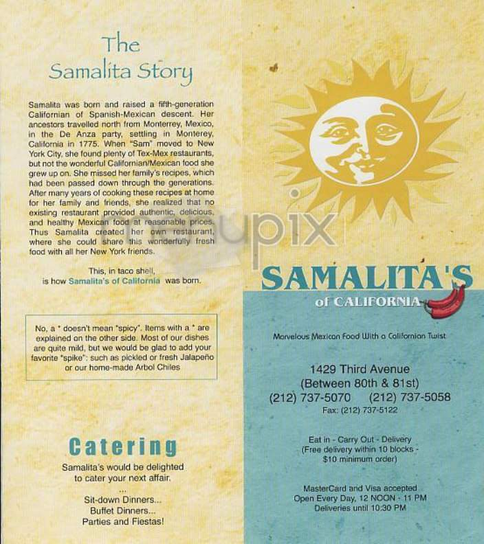 Samalita's of California - New York, NY menu_pic