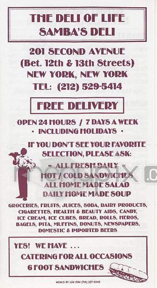 Samba's Deli - New York, NY menu_pic