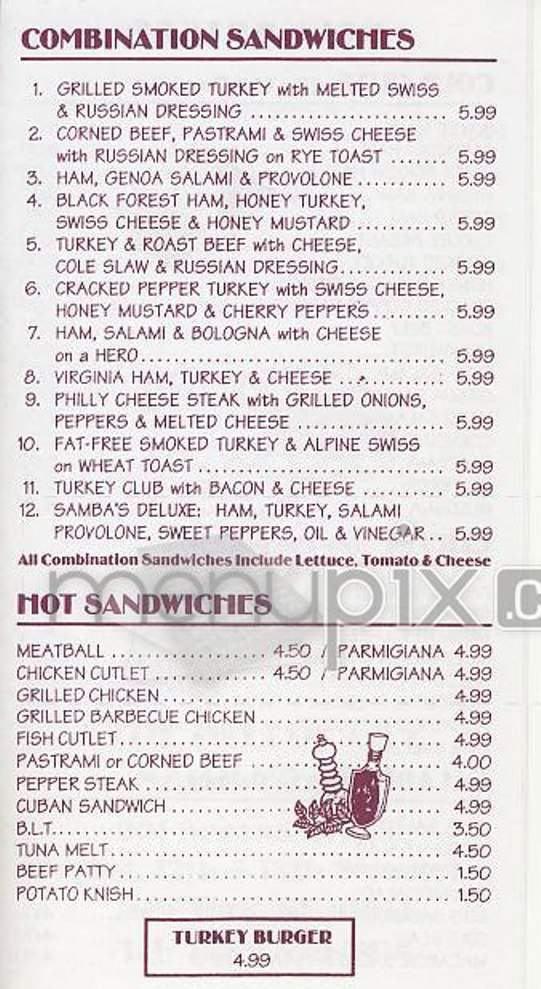 Samba's Deli - New York, NY menu_pic