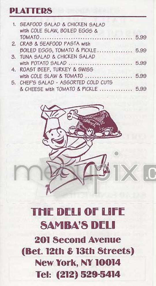 Samba's Deli - New York, NY menu_pic
