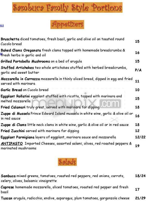 Sambuca - New York, NY menu_pic