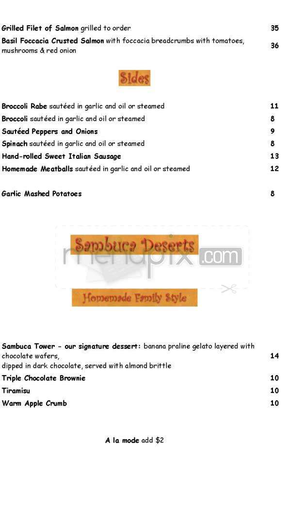 Sambuca - New York, NY menu_pic