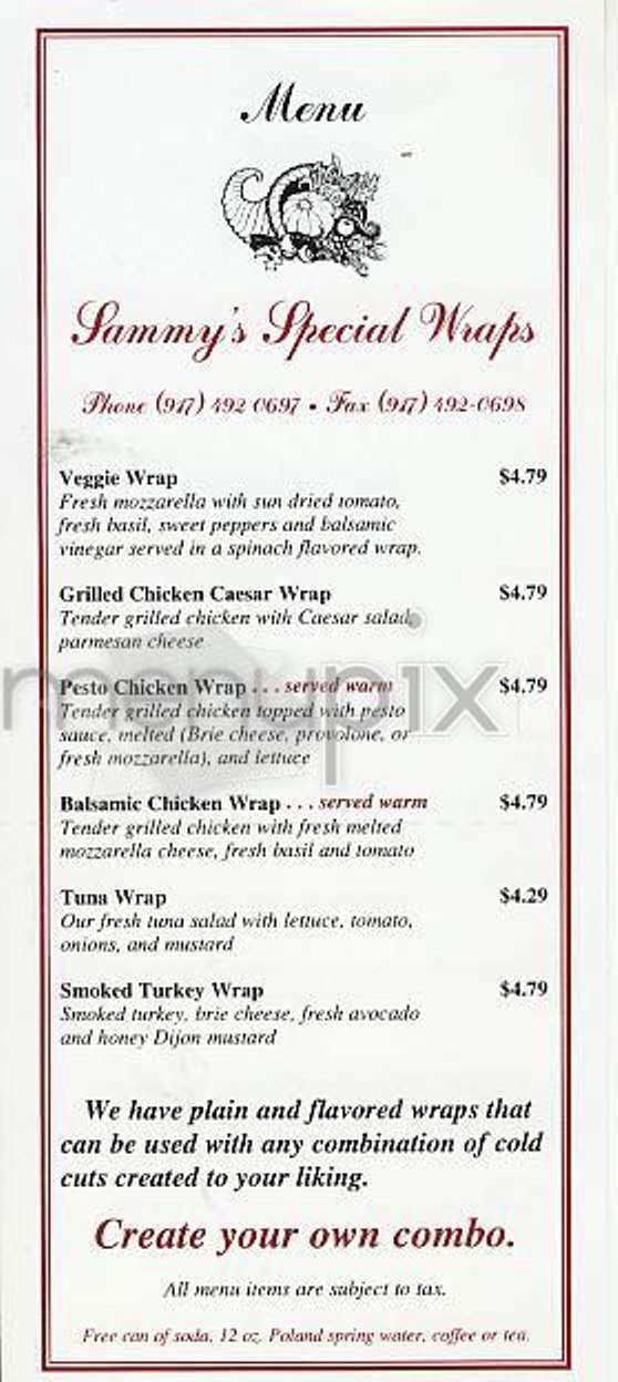 Sammy's Gourmet Deli - New York, NY menu_pic