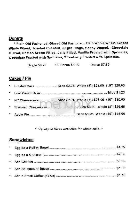 Sammy's Donut Corner - New York, NY menu_pic