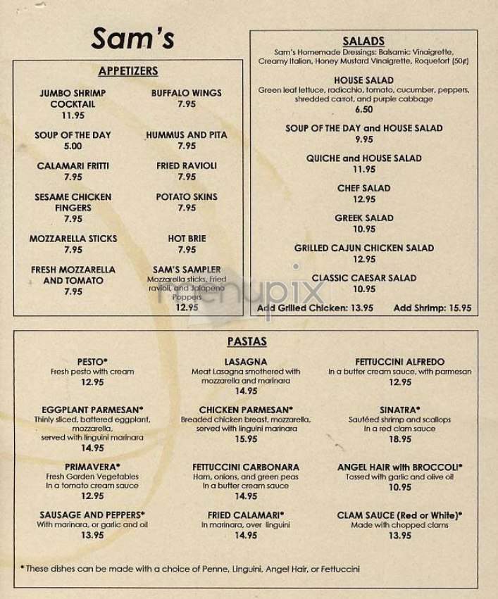 Sam's - New York, NY menu_pic