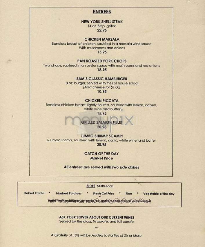 Sam's - New York, NY menu_pic
