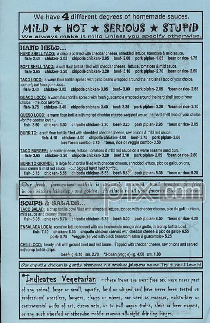 San Loco Mexico - New York, NY menu_pic