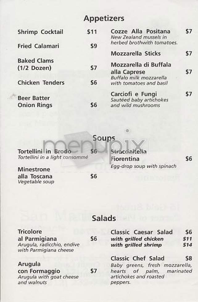 San Marino Ristorante - New York, NY menu_pic