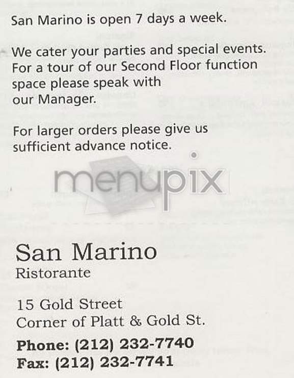 San Marino Ristorante - New York, NY menu_pic