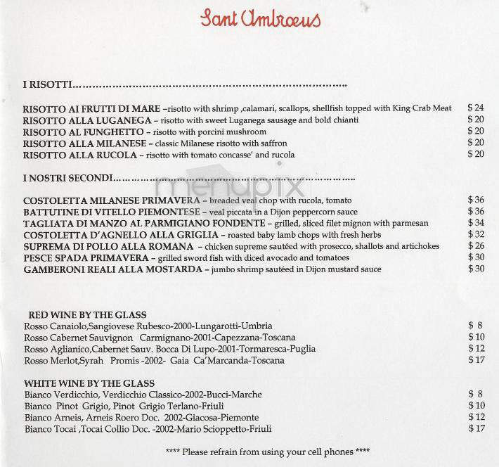 Sant Ambroeus - New York, NY menu_pic